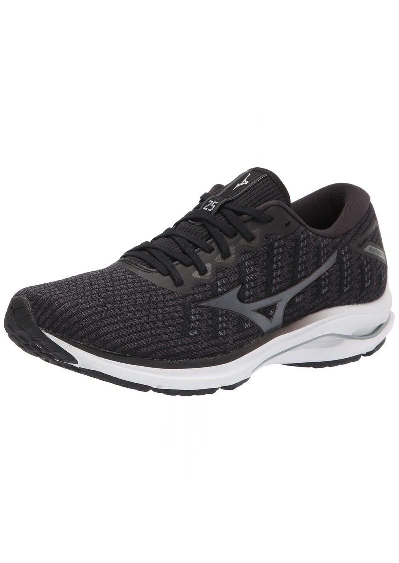 Mizuno Men's Wave Rider 25 WAVEKNIT™ | Neutral Support Running Shoe |Eco Friendly Materials | Waveknit- Obsidian/Quarry | US