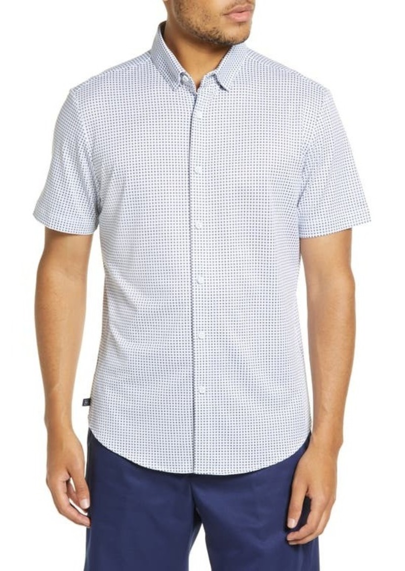 Mizzen+Main Halyard Dot Short Sleeve Stretch Button-Up Shirt