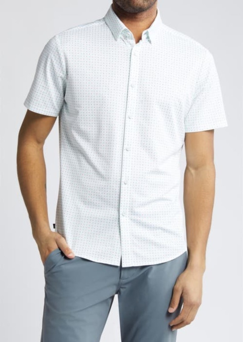 Mizzen+Main Halyard Neat Short Sleeve Performance Knit Button-Up Shirt
