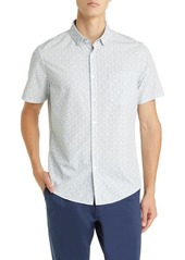 Mizzen+Main Leeward Trim Fit Lavender Lustre Geo Print Short Sleeve Button-Up Performance Shirt