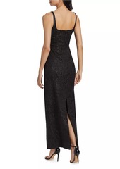 ML Monique Lhuillier Adele Metallic Jacquard Column Gown