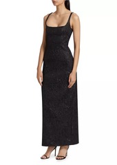 ML Monique Lhuillier Adele Metallic Jacquard Column Gown