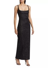 ML Monique Lhuillier Adele Metallic Jacquard Column Gown