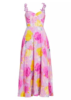 ML Monique Lhuillier Carmen Floral Bustier Maxi-Dress