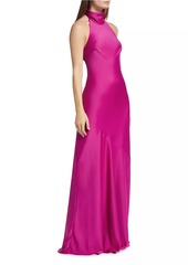 ML Monique Lhuillier Caroline Satin Halter Gown