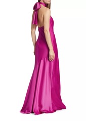 ML Monique Lhuillier Caroline Satin Halter Gown