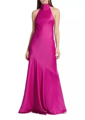 ML Monique Lhuillier Caroline Satin Halter Gown