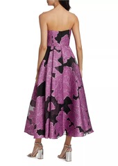 ML Monique Lhuillier Elle Strapless Floral Jacquard Maxi Dress