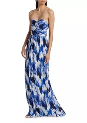 ML Monique Lhuillier Esme Crinkle Chiffon Strapless Gown