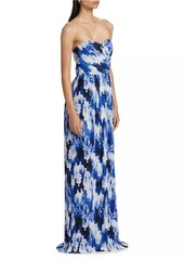 ML Monique Lhuillier Esme Crinkle Chiffon Strapless Gown