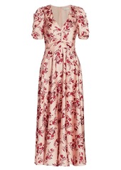 ML Monique Lhuillier Floral Printed Midi Dress