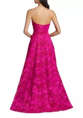 ML Monique Lhuillier Francine Guipure Lace Strapless Gown