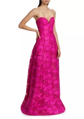 ML Monique Lhuillier Francine Guipure Lace Strapless Gown