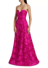 ML Monique Lhuillier Francine Guipure Lace Strapless Gown