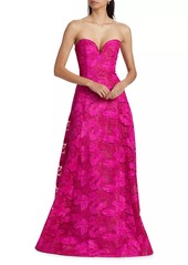 ML Monique Lhuillier Francine Guipure Lace Strapless Gown