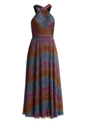 ML Monique Lhuillier Halterneck Rainbow Shine Dress