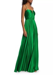 ML Monique Lhuillier Hammered Satin Charmeuse Pleated Gown