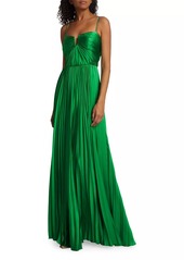 ML Monique Lhuillier Hammered Satin Charmeuse Pleated Gown