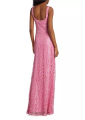 ML Monique Lhuillier Hannah Sequined Maxi Dress