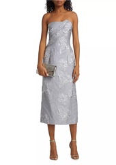 ML Monique Lhuillier Jacqueline Floral Jacquard Midi-Dress