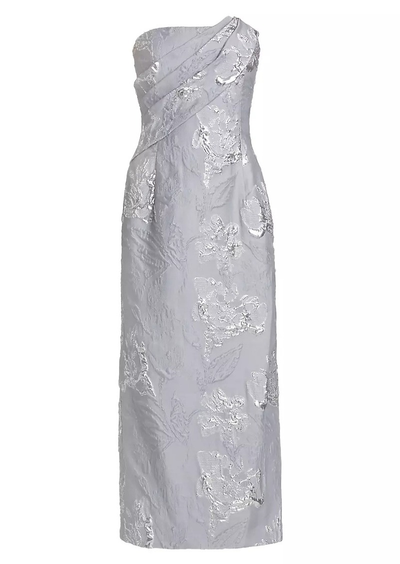 ML Monique Lhuillier Jacqueline Floral Jacquard Midi-Dress