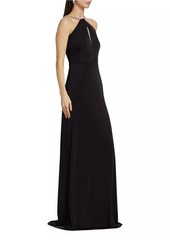 ML Monique Lhuillier Kara Jersey Crystal-Strap Gown