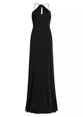 ML Monique Lhuillier Kara Jersey Crystal-Strap Gown