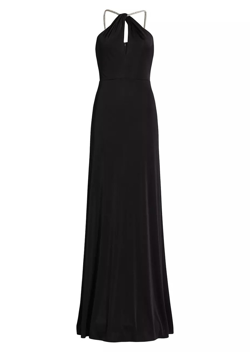 ML Monique Lhuillier Kara Jersey Crystal-Strap Gown