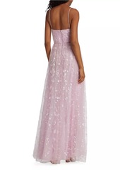 ML Monique Lhuillier Layla Sequined Lace A-Line Gown