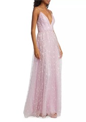 ML Monique Lhuillier Layla Sequined Lace A-Line Gown