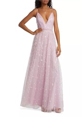 ML Monique Lhuillier Layla Sequined Lace A-Line Gown