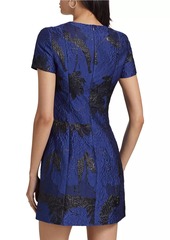 ML Monique Lhuillier Liana Floral Jacquard Minidress