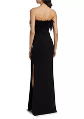 ML Monique Lhuillier Lisette Feather Strapless Gown