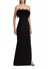 ML Monique Lhuillier Lisette Feather Strapless Gown