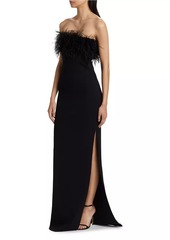 ML Monique Lhuillier Lisette Feather Strapless Gown