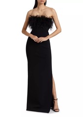 ML Monique Lhuillier Lisette Feather Strapless Gown