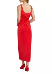 ML Monique Lhuillier Mae Gathered Jersey Maxi Dress