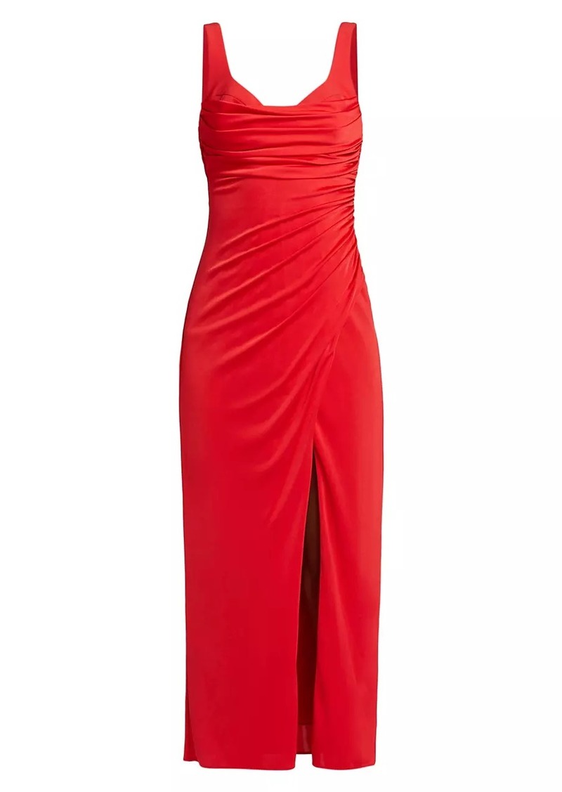 ML Monique Lhuillier Mae Gathered Jersey Maxi Dress