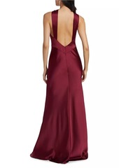 ML Monique Lhuillier Mallory Satin Halterneck Gown