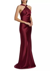 ML Monique Lhuillier Mallory Satin Halterneck Gown