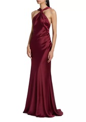 ML Monique Lhuillier Mallory Satin Halterneck Gown