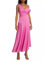 ML Monique Lhuillier Marin Satin Asymmetric Midi-Dress