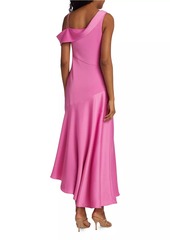 ML Monique Lhuillier Marin Satin Asymmetric Midi-Dress