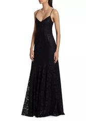 ML Monique Lhuillier Melina Lacquered Lace Gown