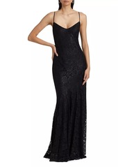 ML Monique Lhuillier Melina Lacquered Lace Gown