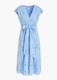 ML Monique Lhuillier - Belted broderie anglaise cotton midi dress - Blue - US 10