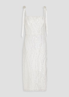 ML Monique Lhuillier - Embellished tulle midi dress - White - US 10