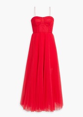 ML Monique Lhuillier - Flocked plissé-tulle gown - Red - US 0