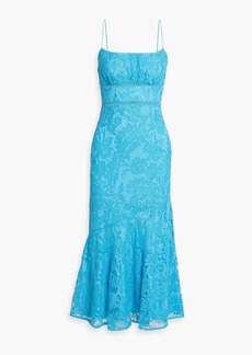 ML Monique Lhuillier - Fluted guipure lace midi dress - Blue - US 2