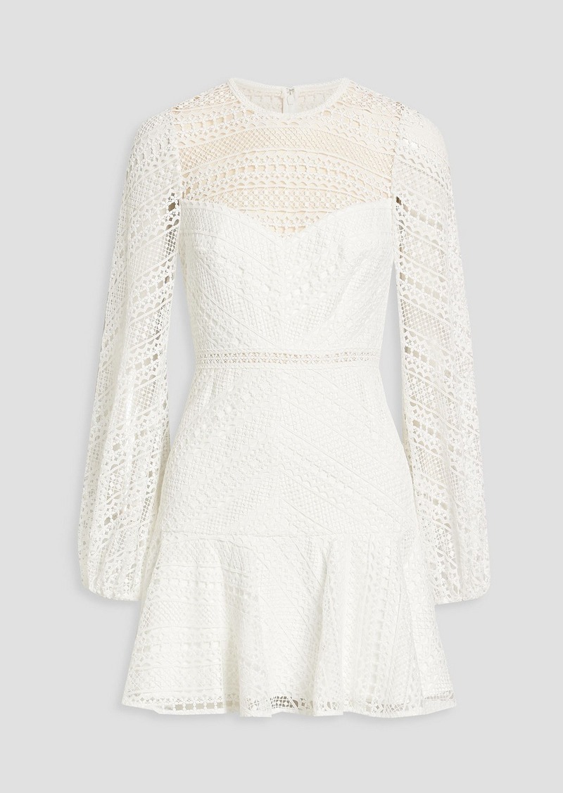 ML Monique Lhuillier - Fluted macramé lace mini dress - White - US 2